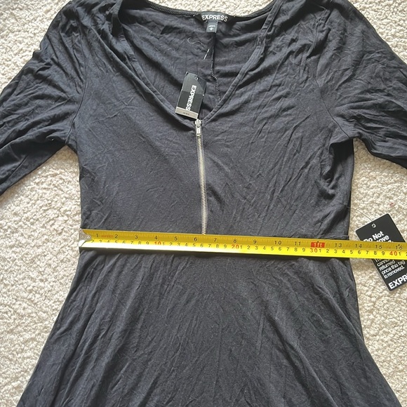 Express Zip-Front Black Long-Sleeve Dress - Picture 4 of 5